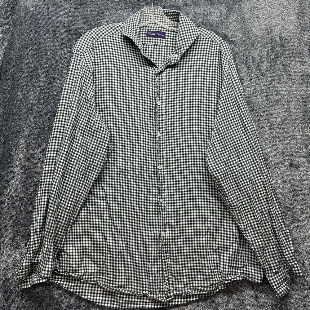 Ralph Lauren Womens Size XL Black Purple Label Long Sleeve Button Up Shirt (V2)